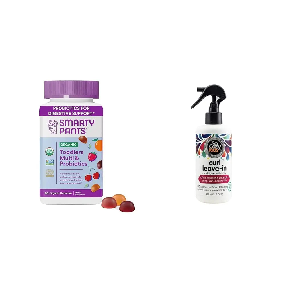 SmartyPants Organic Toddler Multivitamin Gummies & So Cozy Leave in Conditioner for Kids' Curly Hair, 60 Count SmartyPants buy supplements canada
