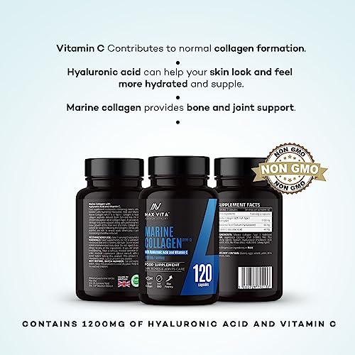 Marine Collagen Supplement 1200mg with Hyaluronic Acid & Vitamin C Hydrolysed Peptides Powder MAX VITA MAXIMUM VITALITY buy supplements canada
