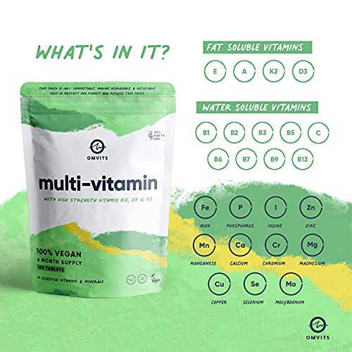 Vegan Multivitamins & Minerals - With High Strength Vitamin B12, D3, K2 & Iron Omvits buy supplements canada