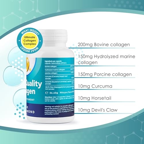 Premium 90 Marine Capsules - 530mg Natural Marine Collagen with Porcine & Bovine Collagen BLUE DIAMOND buy supplements canada