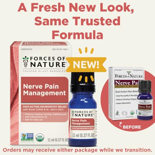 Forces of Nature Nerve Pain Management, Organic Topical Relief for Neuropathy & Nerve Discomfort, Homeopathic Medicine Supports Relief from Shooting Pains for Back, Hands, Legs and Feet, .37 fl oz Forces of Nature buy supplements canada