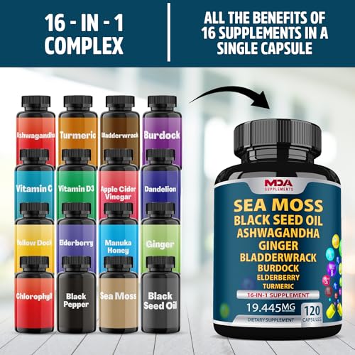 Sea Moss Black Seed Oil Ashwagandha Ginger - Multimineral Sea Moss Capsules MDA Supplements buy supplements canada