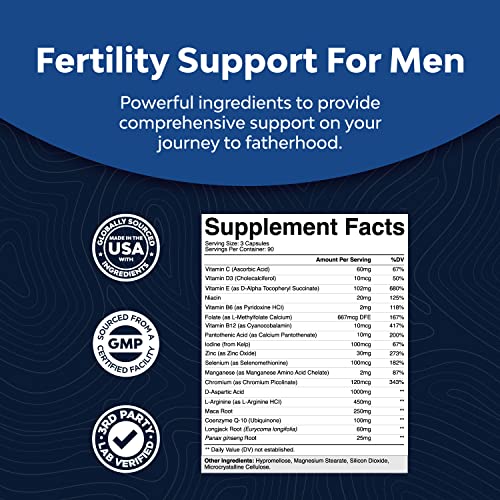Prenatal Multivitamin Male Fertility Supplement - Mens Fertility Supplement with L-Arginine D-Aspartic Acid and Maca Root Prenatal Vitamins for Enhanced Motility Volume Potency and Fertility Support Natures Craft buy supplements canada