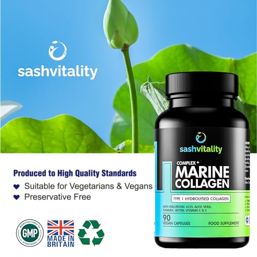 Marine Collagen Supplements - 90 Capsules with Vitamin C, Vitamin E, Hyaluronic Acid, Aloe Vera, Turmeric SASH Vitality buy supplements canada
