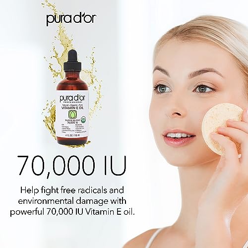 PURA D'OR 4 Oz ORGANIC Vitamin E Oil Blend 70,000 IU - 100% Natural Hexane Free, Sweet Almond PURA D'OR buy supplements canada
