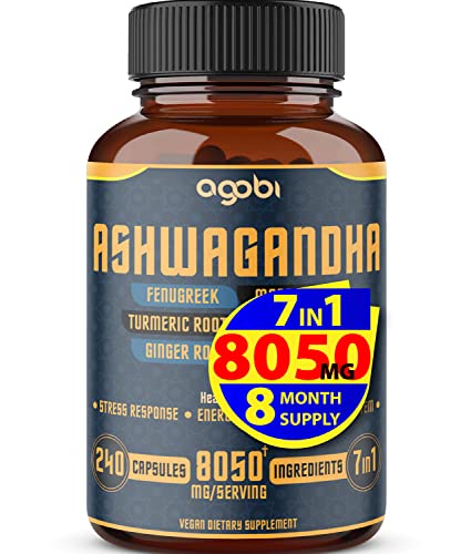 240 Capsules - 8 Month Supply - 7in1 Ashwagandha 8050mg - Combined With Fenugreek agobi buy supplements canada