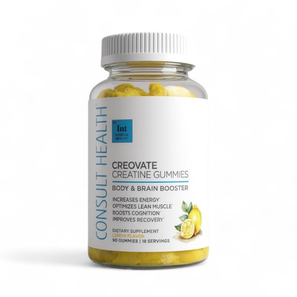 Consult Health CREOVATE CREATINE MONOHYDRATE Gummies 5g Dose for Men & Women to Support Muscle, Strength, Recovery, Cognitive Health & Memory, Zero Sugar, Gluten Free, Natural Lemon, 90 Count Consult Health buy supplements canada