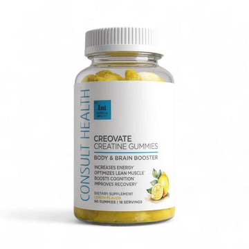 Consult Health CREOVATE CREATINE MONOHYDRATE Gummies 5g Dose for Men & Women to Support Muscle, Strength, Recovery, Cognitive Health & Memory, Zero Sugar, Gluten Free, Natural Lemon, 90 Count Consult Health buy supplements canada