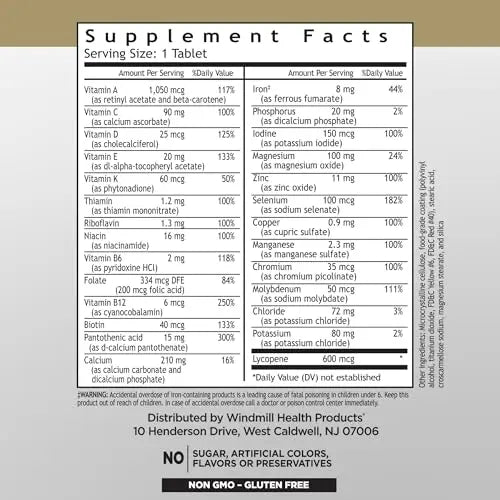 Windmill Natural Vitamins Men’s Multi 50+, with Vitamin D3, Mens Multivitamins for Daily Nutritional Support, Multivitamin for Men, 180 Tablet, 180 Day Supply Windmill buy supplements canada