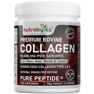Pure Hydrolysed Collagen Powder 10000mg Bovine Type 1 & 3 Unflavoured|High Strength Protein Peptides for Women & Men NUTRABYTES buy supplements canada