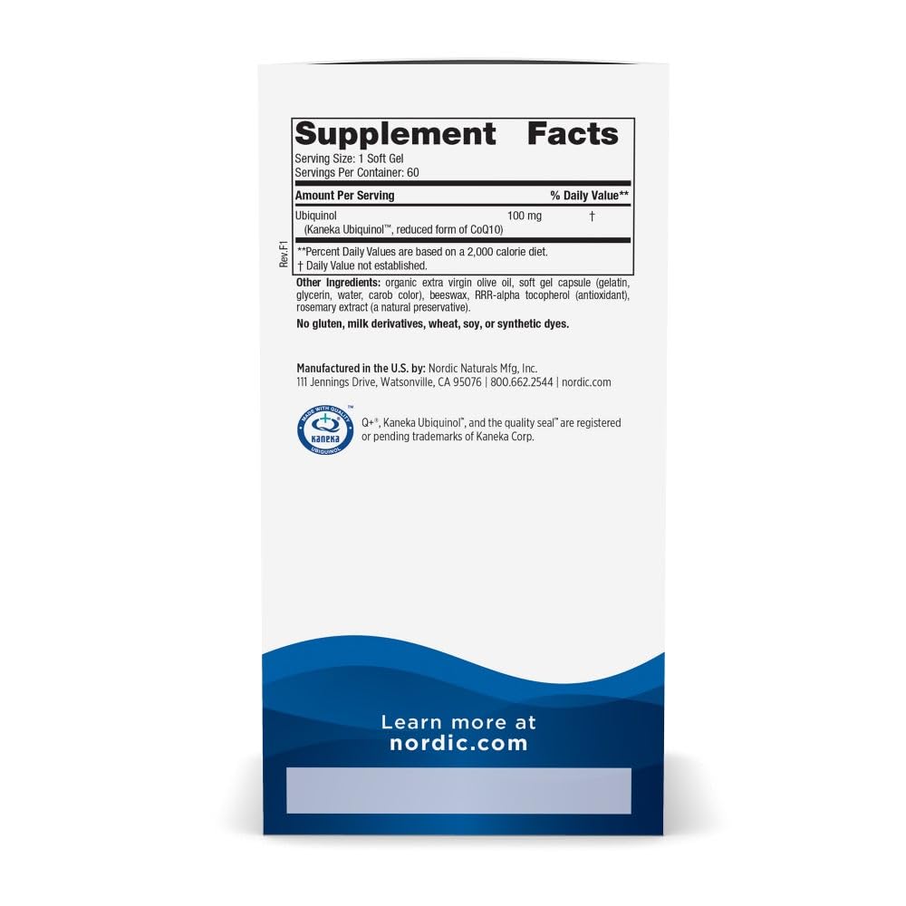 Nordic Naturals Nordic CoQ10 Ubiquinol - 60 Mini Soft Gels - 100 mg Coenzyme Q10 (CoQ10) Ubiquinol - Heart & Brain Health, Cellular Energy Production, Antioxidant Support - Non-GMO - 60 Servings Nordic Naturals buy supplements canada