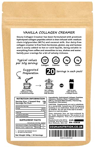 Collagen Coffee Creamer | Keto & Paleo | Premium Hydrolysed Collagen Peptides & Coconut MCT OZUNA NUTRITION buy supplements canada