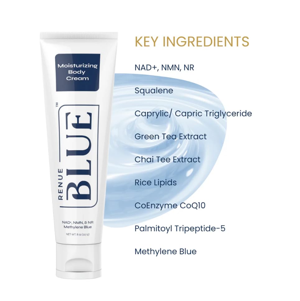 Renue Blue Methylene Blue Moisturizing Body Cream – Liposomal NAD+ Complex with Antioxidants, Peptides, and Botanical Extracts for Hydrated, Healthier‑Looking Skin Renue By Science buy supplements canada