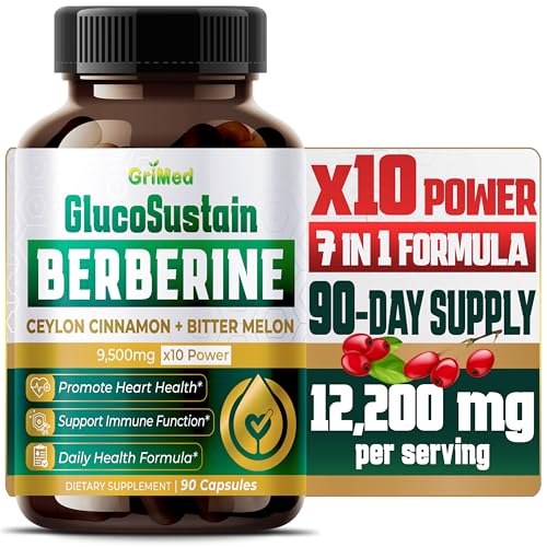 GriMed Berberine Supplement 9,500mg with Ceylon Cinnamon Bitter Melon Supports Healthy GriMed buy supplements canada