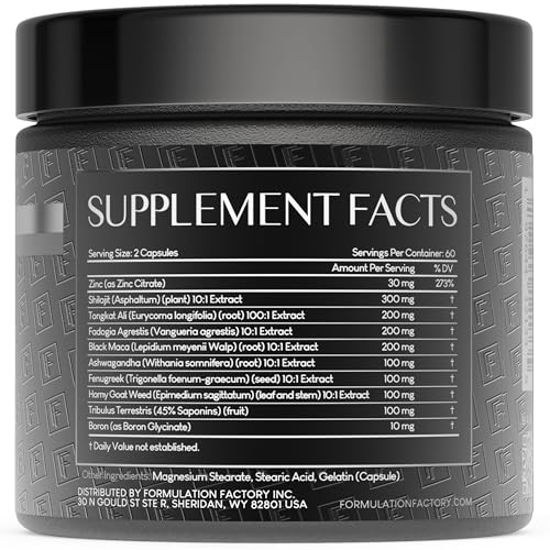 Self Obsessed Masculine Vitality & Testosterone Support - 10-in-1 Complex with Shilajit, Tongkat Ali, & Fadogia Agrestis - 120 Capsules, 2 Month Supply (120 Count (Pack of 1), Self Obsessed) Formulation Factory buy supplements canada
