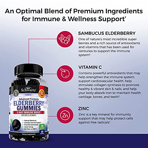 Elderberry Gummies with Zinc and Vitamin C for Adults & Kids - Natural Immune Support BioSchwartz buy supplements canada