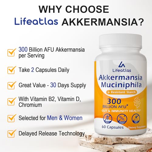 300 Billion AFU Akkermansia Muciniphila - Live Akkermansia Probiotics for Women & Men Lifeatlas buy supplements canada