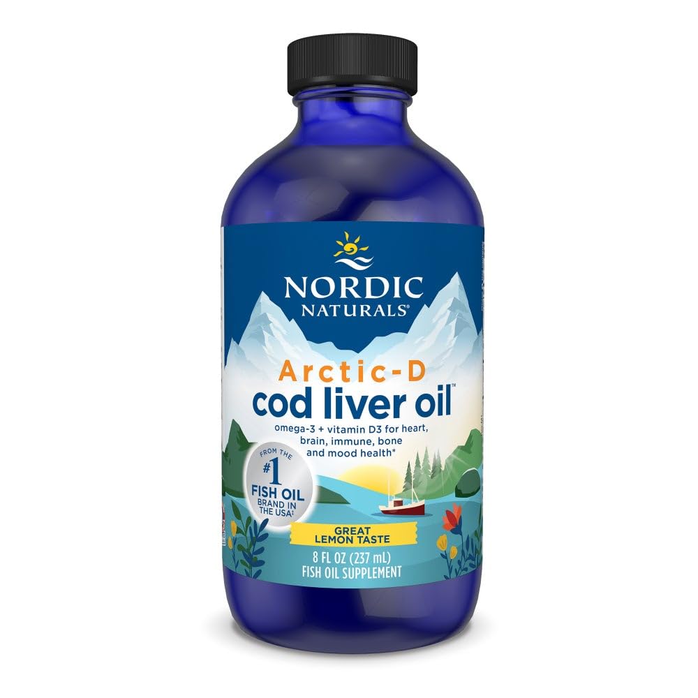 Nordic Naturals Arctic-D Cod Liver Oil, Lemon - 8 oz - 1060 mg Total Omega-3s + 1000 IU Vitamin D3 - EPA & DHA - Heart, Brain, Bone, Immune & Mood Support - Non-GMO - 48 Servings Nordic Naturals buy supplements canada