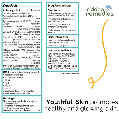 Siddha Remedies Youthful Skin Cell Salts Flower Essences for Dry Itchy Skin, Acne Pimples, Scar Removal Siddha buy supplements canada