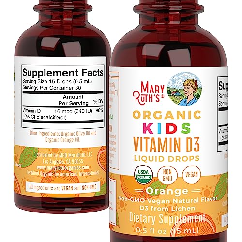 MaryRuth Organics USDA Organic Vitamin D3 Liquid Drops for Kids | 640 IU Vitamin D3 Per Serving | Kids Immune Support & Bone Health Supplement | Formulated for Ages 4-13 | 0.5oz | 30 Servings MARYRUTH'S buy supplements canada