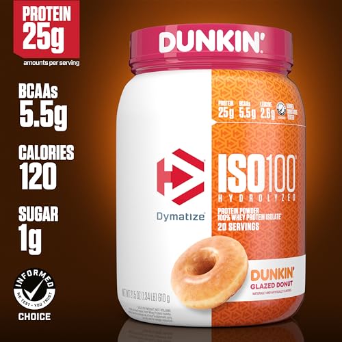 Dymatize ISO100 Hydrolyzed Protein Powder, 100% Whey Isolate, Dunkin' Glazed Donut Dymatize buy supplements canada