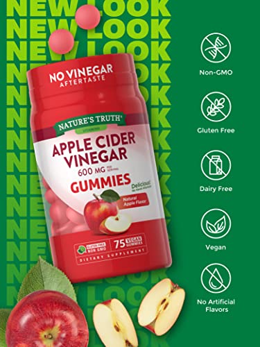 Nature's Truth Apple Cider Vinegar Gummies | 600 mg | 75 Gummies | Natural Apple Flavor Nature's Truth buy supplements canada