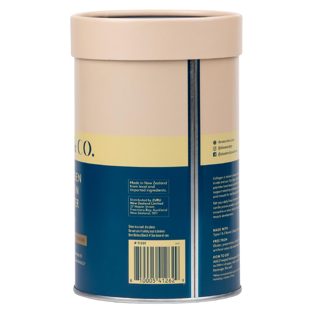 Dose & Co Collagen Protein Powder (Vanilla) 420g – Non-GMO, Gluten Free Collagen Peptides Supplement – 20g of Whey Protein, Vanilla DOSE & CO buy supplements canada