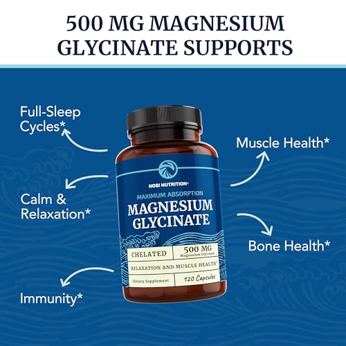 Magnesium Glycinate 500mg | Chelated Bisglycinate Complex for Muscle Relaxation Nobi Nutrition buy supplements canada