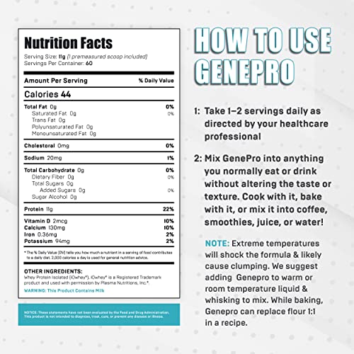 Genepro Unflavored Protein Powder - New Formula - Lactose-Free, Gluten-Free Genepro Gen. 3 The Protein Solution buy supplements canada