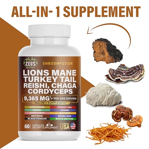 Zeus Naturals Lions Mane Capsules, Mushroom Supplement with Turkey Tail, Cordyceps Zeus Naturals buy supplements canada
