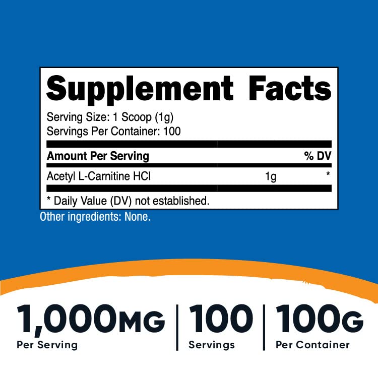Nutricost Acetyl L-Carnitine (ALCAR) 100 Grams - 1000mg Per Serving - Non-GMO, Gluten Free Nutricost buy supplements canada
