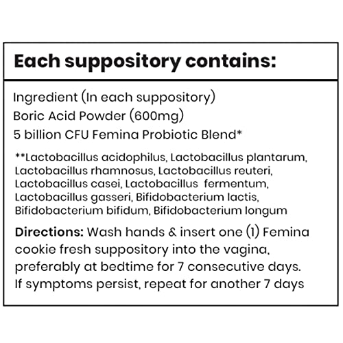Femina Probiotics Cookie Fresh with 600mg Boric Acid for BV Control 20-Count with Applicator Velobiotics buy supplements canada