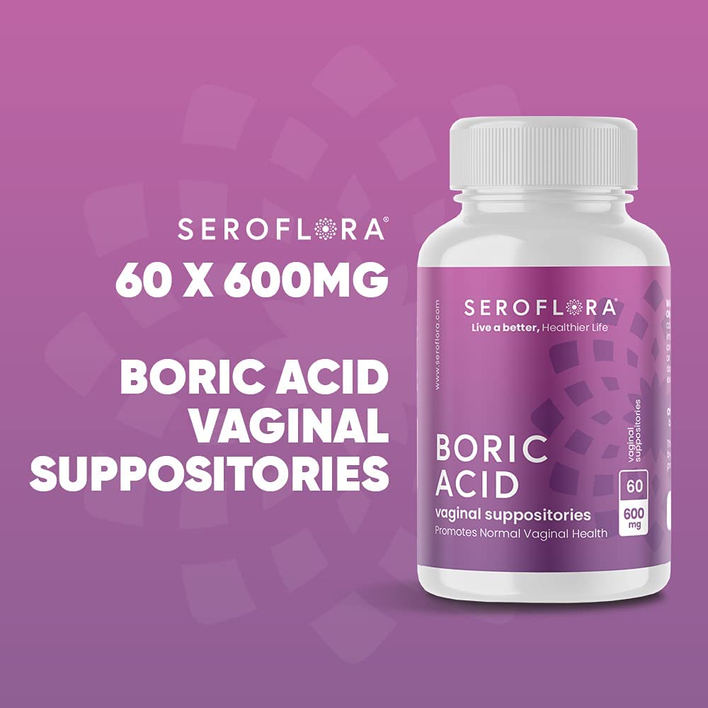 Seroflora Boric Acid 600mg Feminine Capsules, Feminine pH Support, Intimate Freshness for Women, Fast-Dissolving Capsules (60 Count) Seroflora buy supplements canada