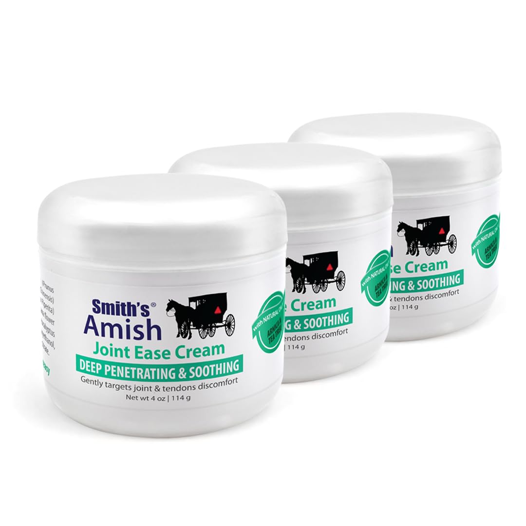 Smith Amish JointEase Soothing Cream 3 Pack (Three 4 oz Jars) with Arnica, Tea Tree, Eucalyptus, Peppermint and Rosemary Smith Amish buy supplements canada