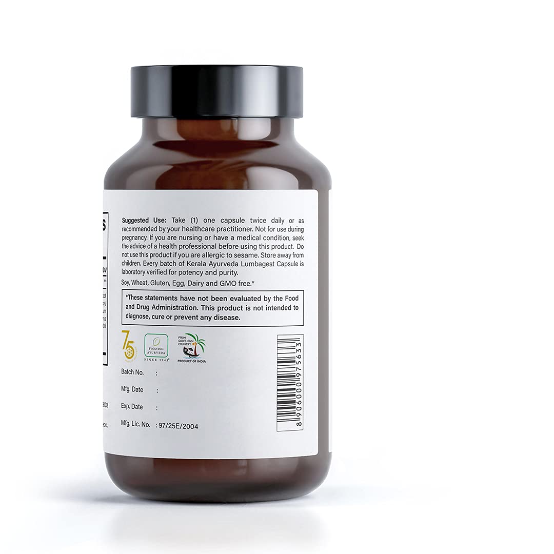 Kerala Ayurveda Back Support Herbal Capsules - Eases Occasional Discomfort of Lower Back & Supports Normal Movement of Spine, 90 Count Kerala Ayurveda buy supplements canada