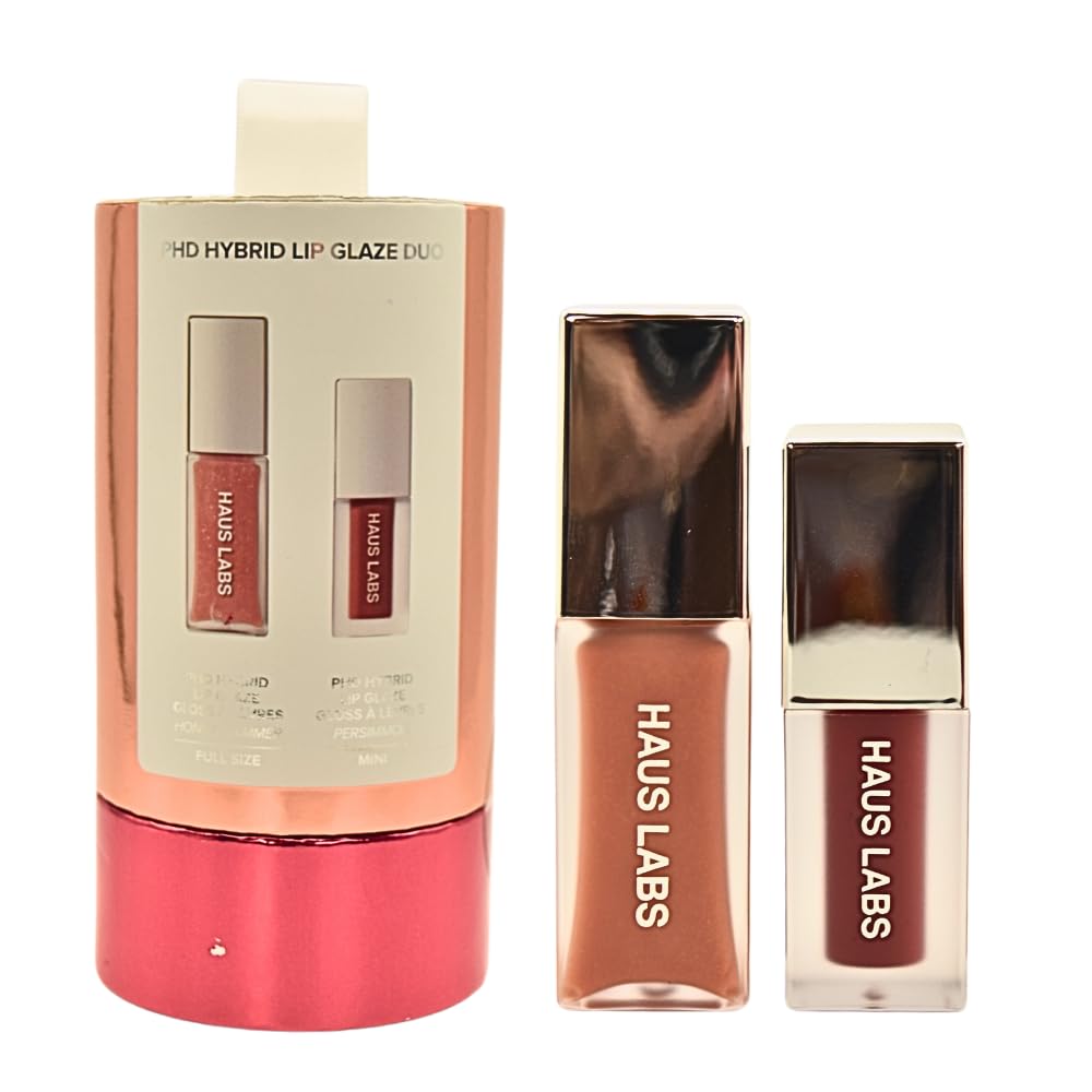 Haus Labs PHD Hybrid Innovation Plumping Lip Glaze Duo - Honey Shimmer Full Size & Persimmon Mini Haus Laboratories buy supplements canada