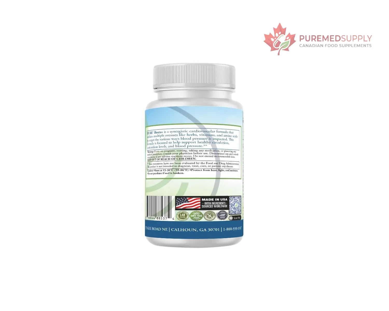 PURE® Beets+ Organic Beet Root Capsules - 900mg - 90 Count, 30 Servings - Blood Pressure & Circulation Support Supplement - with L-Arginine, Hawthorn Berry & B12 - Cardiovascular Health - Made in USA PURE buy supplements canada