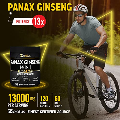 Premium Panax Ginseng 14 in 1, 13X Potency, High Strength Capsules with Horny Goat Weed Zolotus buy supplements canada
