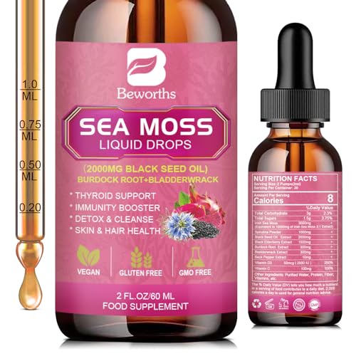 3000mg Sea Moss Liquid Drops - Organic Black Seed Oil & Irish Sea Moss B BEWORTHS buy supplements canada
