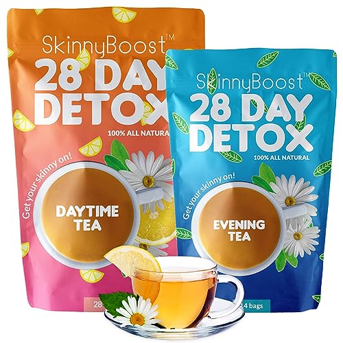 SkinnyBoost 28 Day Detox Tea Kit-1 Daytime (28 Bags) 1 Evening (14 Bags) Non GMO SkinnyBoost buy supplements canada