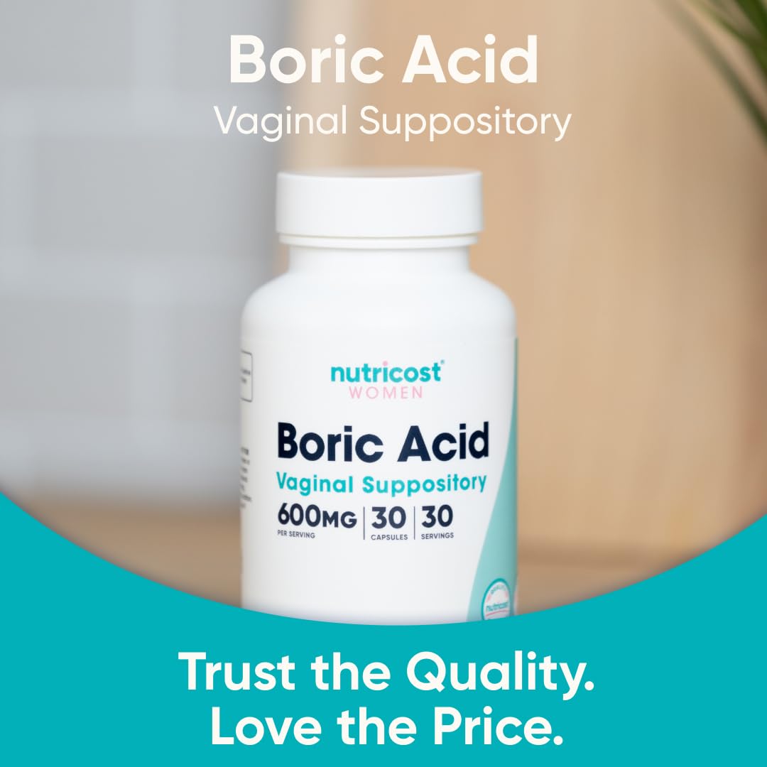 Nutricost Boric Acid 600mg, 30 Capsules - Vaginal Suppository - Non-GMO - for Women Nutricost buy supplements canada