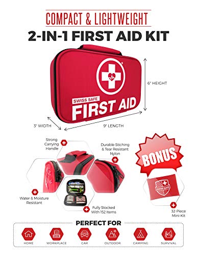 Swiss Safe 2-in-1 First Aid Kit (120 Piece) + Bonus 32-Piece Mini Kit Swiss Safe buy supplements canada