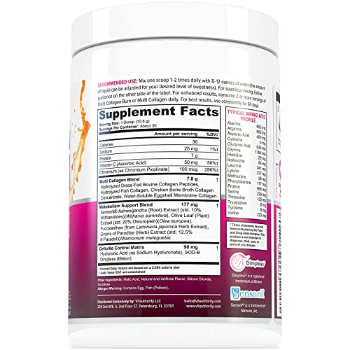 Hydrolyzed Collagen Peptides Powder for Women - Slimming Multi Collagen Burn Ultimate Vitauthority buy supplements canada