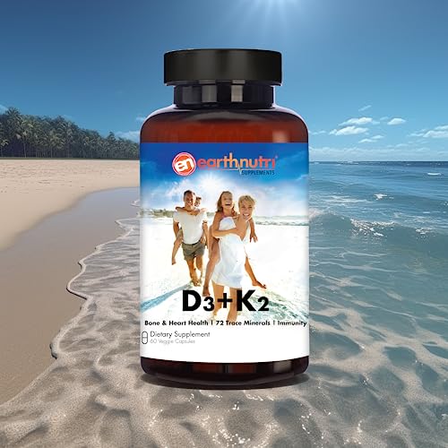 EarthNutri D3 + K2 Bone & Heart Health - 72 Trace Minerals, Vitamin D3 Vitashine, MENA EarthNutri buy supplements canada