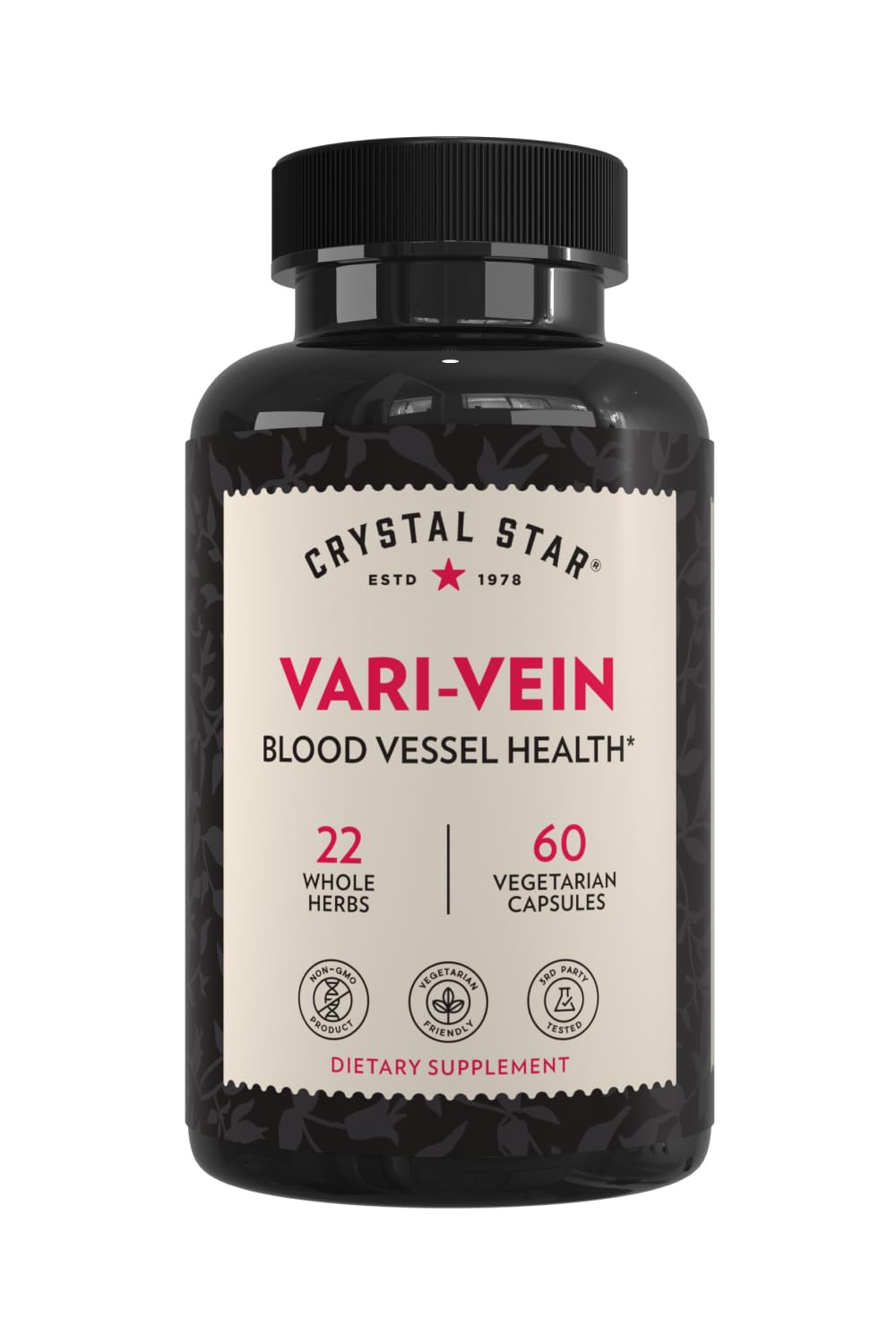 Crystal Star Vari-Vein (60 Capsules) - Herbal Circulation Support Supplement for Varicose Veins & Spider Veins Treatment - Witch Hazel, Butcher’s Broom, Hawthorn & Horse Chestnut- Non-GMO Crystal Star buy supplements canada