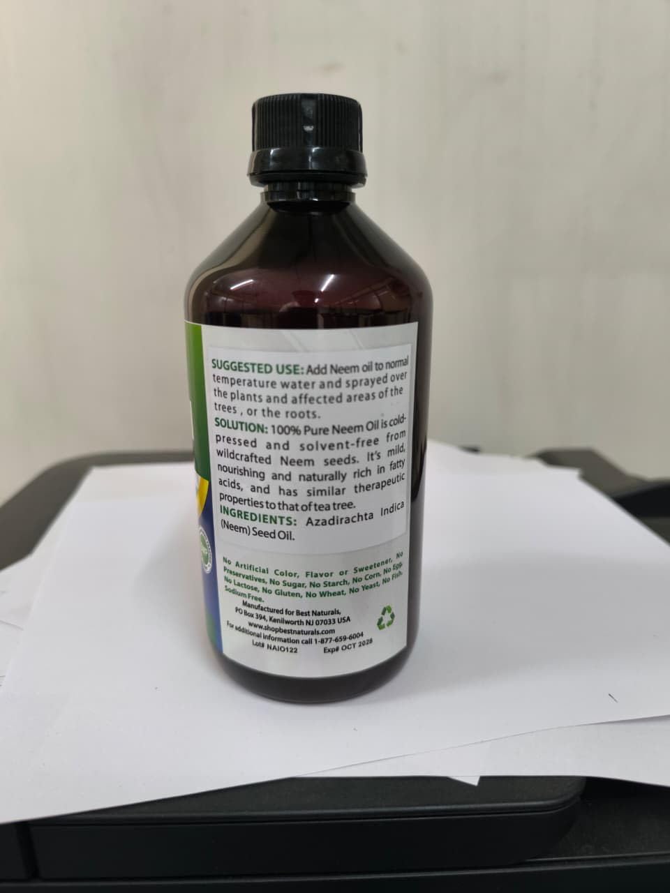 Best Naturals 100% Pure Neem Oil, 100% Cold Pressed and Unrefined - 16 OZ (1 Bottle) Best Naturals buy supplements canada