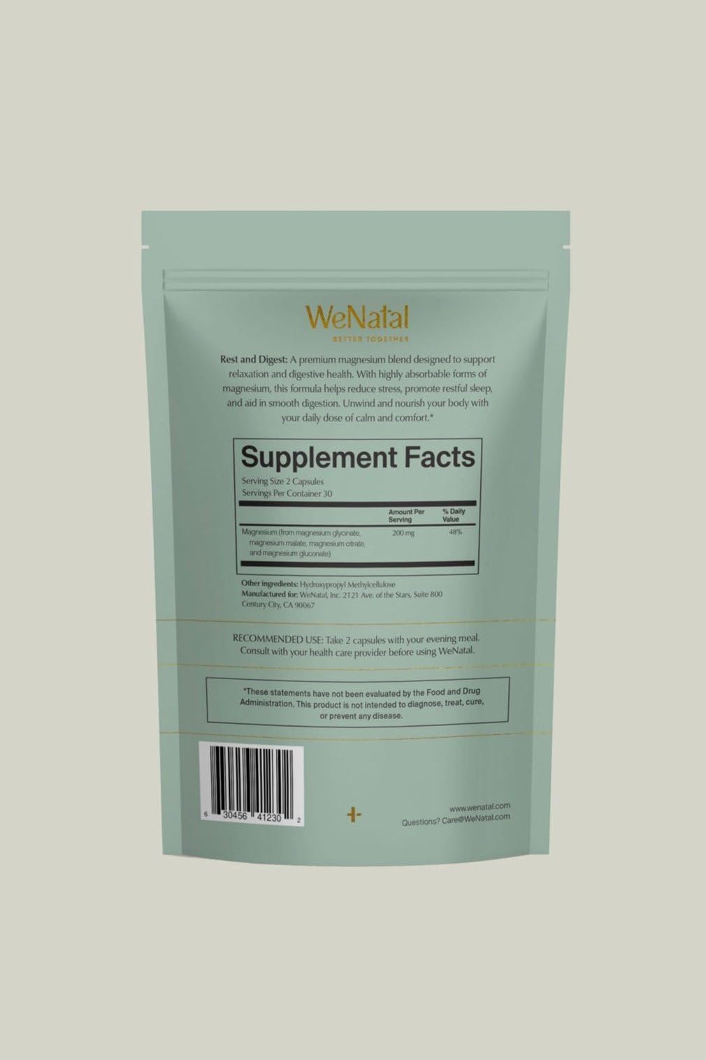 WeNatal Rest + Digest Magnesium Supplement with Glycinate, Malate, Citrate & Gluconate for Relaxation, Digestion, Sleep, Mood & Stress Support – Vegan, Non-GMO, 60 Capsules WeNatal buy supplements canada