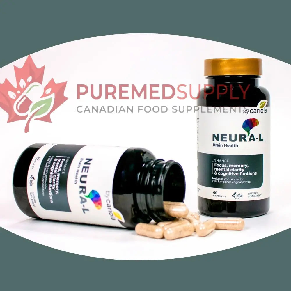 BY CARIOLA Neural-L Natural Brain Support Supplement 60 Caps - Mental Support – Memory Booster - Concentration - Natural Formula - Ashwagandha - L-Tyrosine - L-Theanine BY CARIOLA buy supplements canada