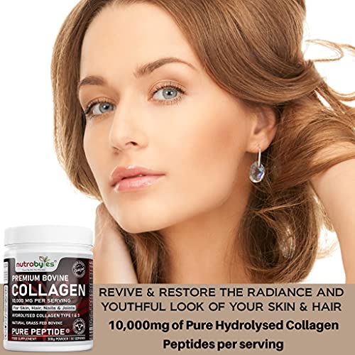 Pure Hydrolysed Collagen Powder 10000mg Bovine Type 1 & 3 Unflavoured|High Strength Protein Peptides for Women & Men NUTRABYTES buy supplements canada