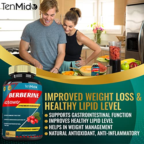 Berberine Extract Capsules 4250mg, 2 Months Supply & Ceylon, Milk Thistle, Turmeric Tenmido buy supplements canada